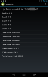 Android receiver with sensor list.