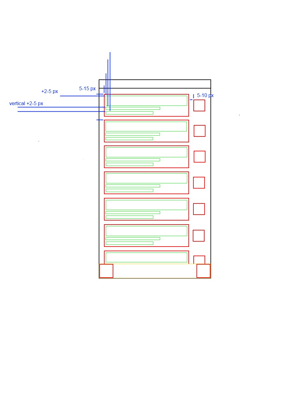 First menu as digital layout with touch areas and metrics.